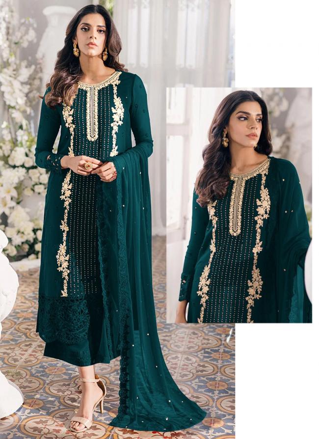 Georgette Morpeach Party Wear Sequins Work Pakistani Suit